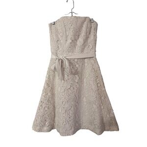 Lilly Pulitzer Sienna Strapless Lace Dress ‎ Ribbon Belt Party Wedding Size 8